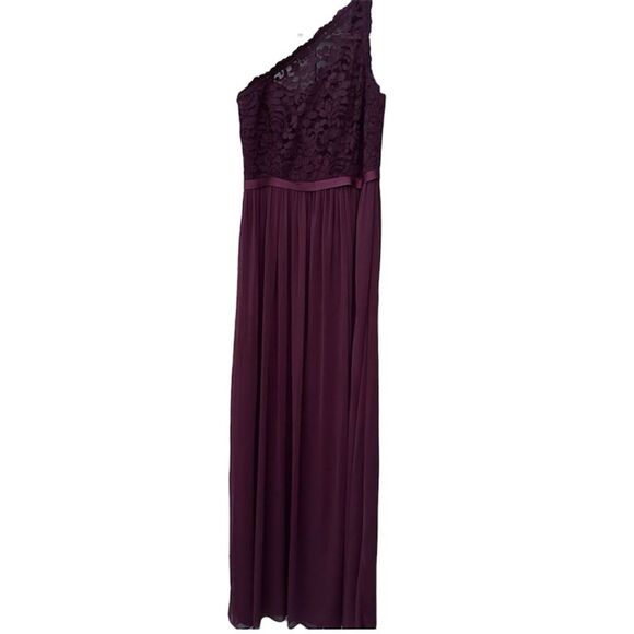 DAVID'S BRIDAL NWT Long Mesh Skirt with Lace Bodice Dress *Wine 14 - Picture 2 of 7